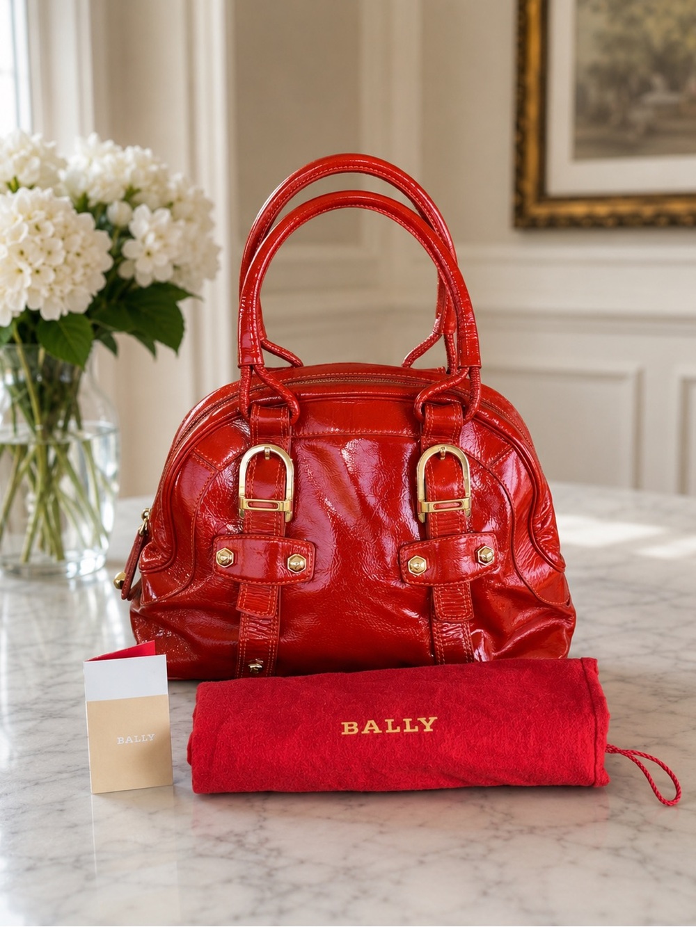 ❤️ Vintage Bally Red Patent Leather Dome Satchel | Made in Italy | Y2K Archive